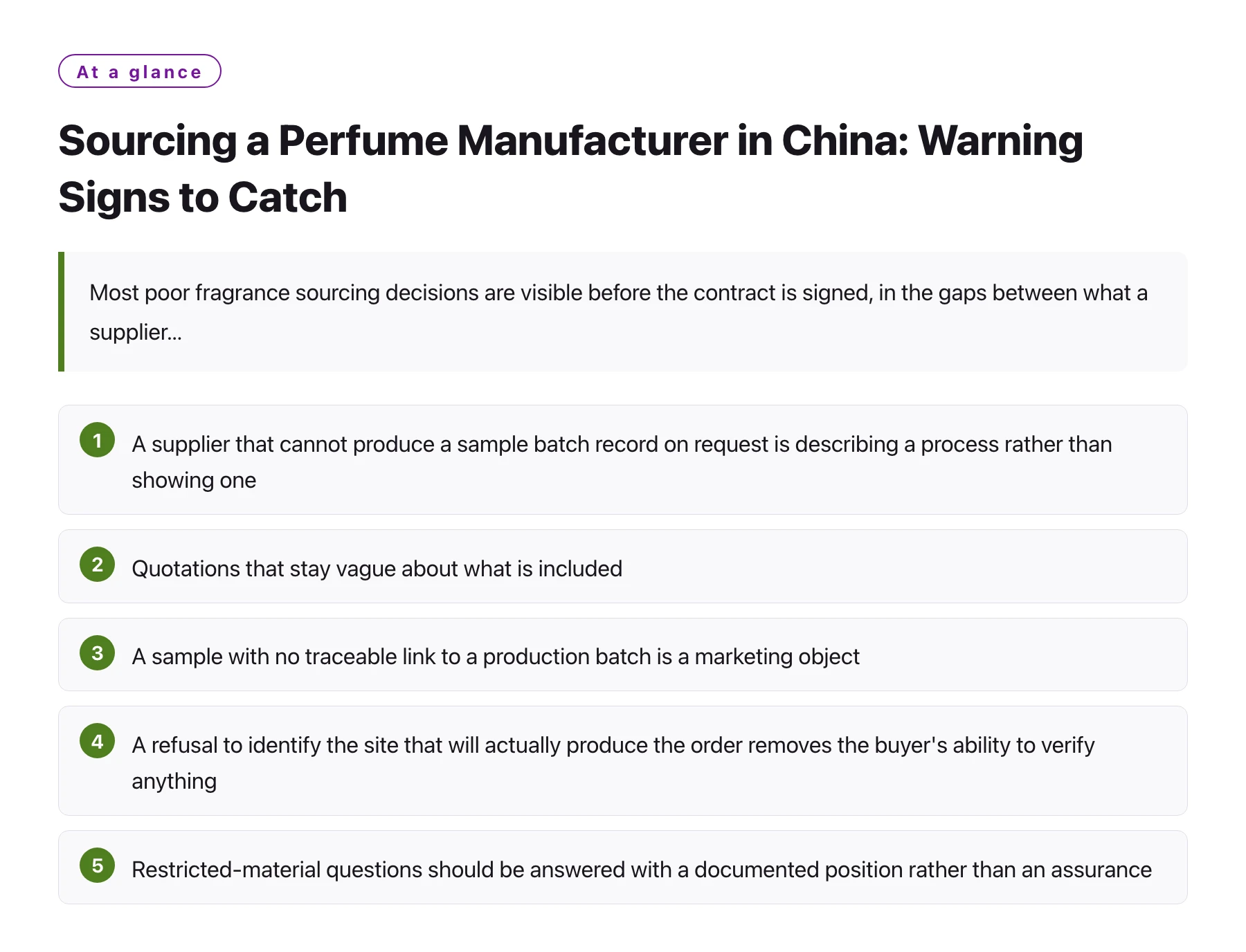 Sourcing a Perfume Manufacturer in China: Warning Signs to Catch——全文要点速览
